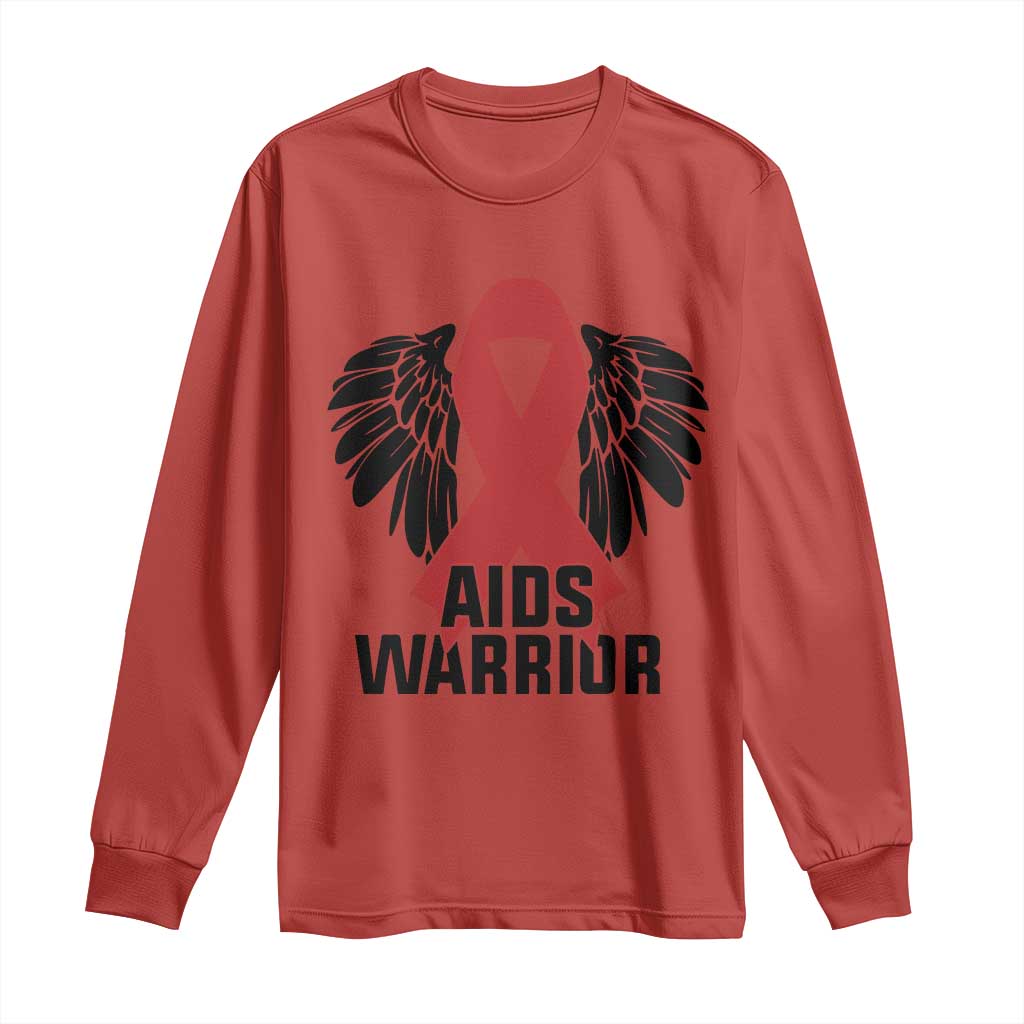 Aids Warrior Long Sleeve Shirt Red Ribbon HIV Support Gift