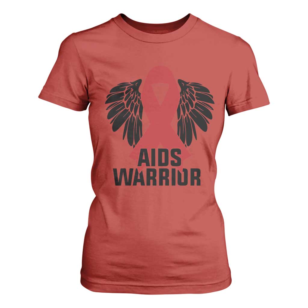 Aids Warrior T Shirt For Women Red Ribbon HIV Support Gift