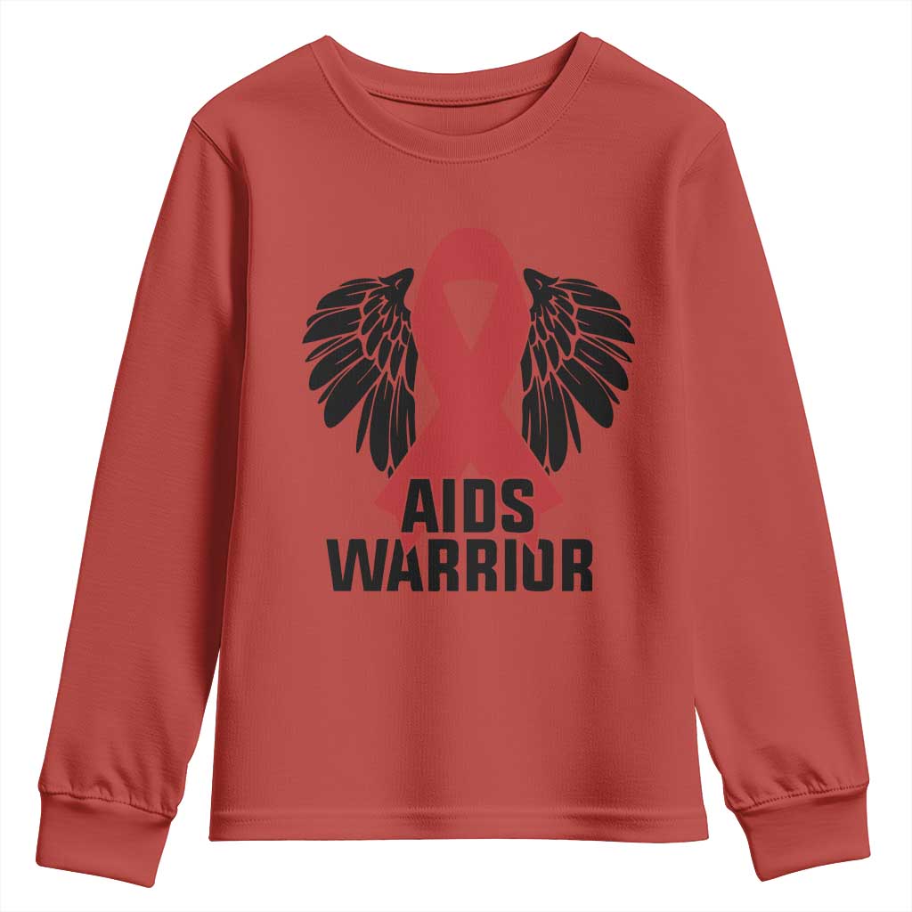 Aids Warrior Youth Sweatshirt Red Ribbon HIV Support Gift