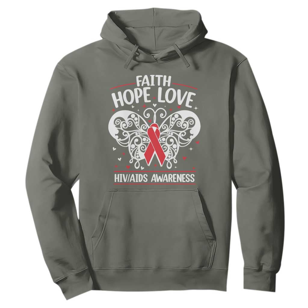 Red Ribbon Faith Hope Love Hoodie World AIDS Day Gift