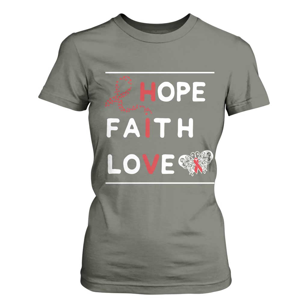 Faith Hope Love HIV AIDS Support T Shirt For Women Hope Strength Empowerment Gift