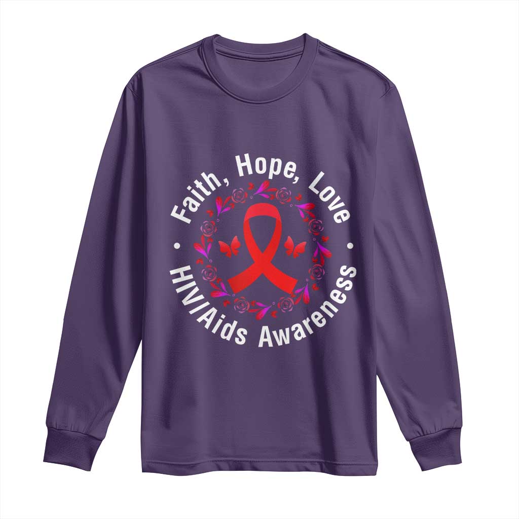 HIV Support Empowerment Gift Long Sleeve Shirt Faith Hope Love