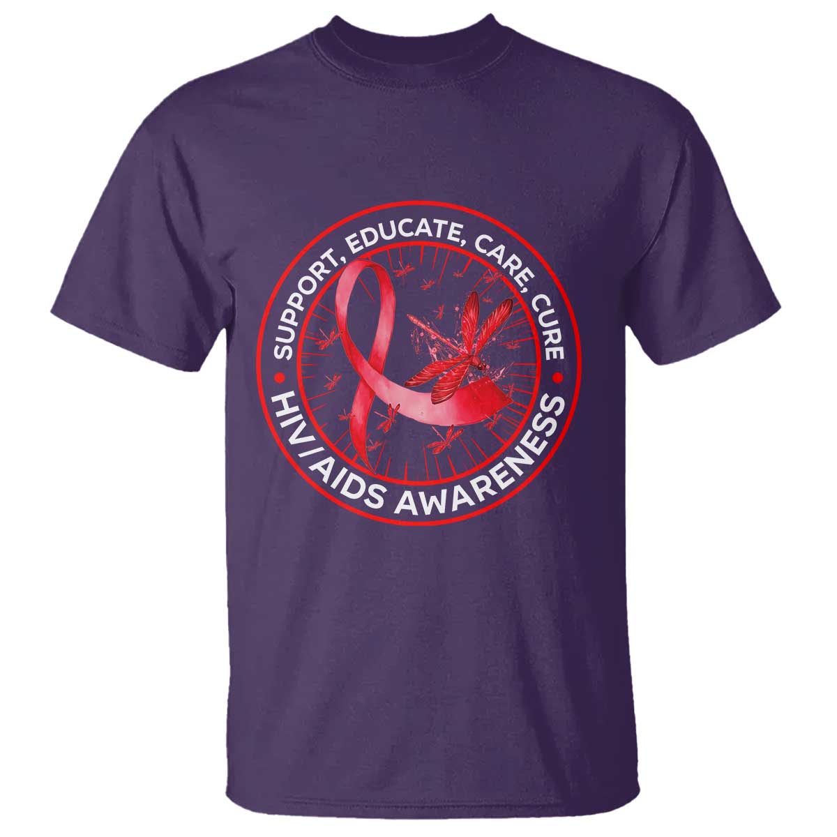 Support Educate Care Cure T Shirt HIV Month Empowerment Gift