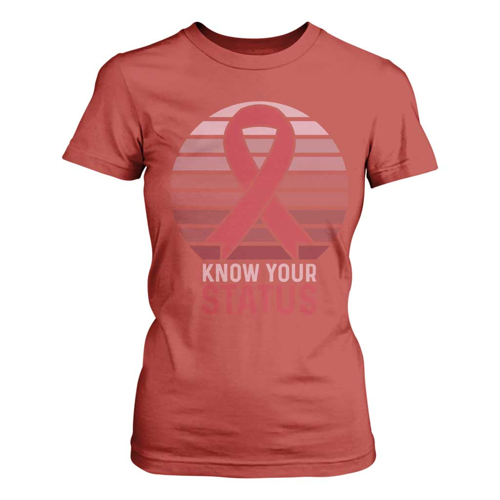 Know Your Status HIV Support T Shirt For Women World Aids Day Gift