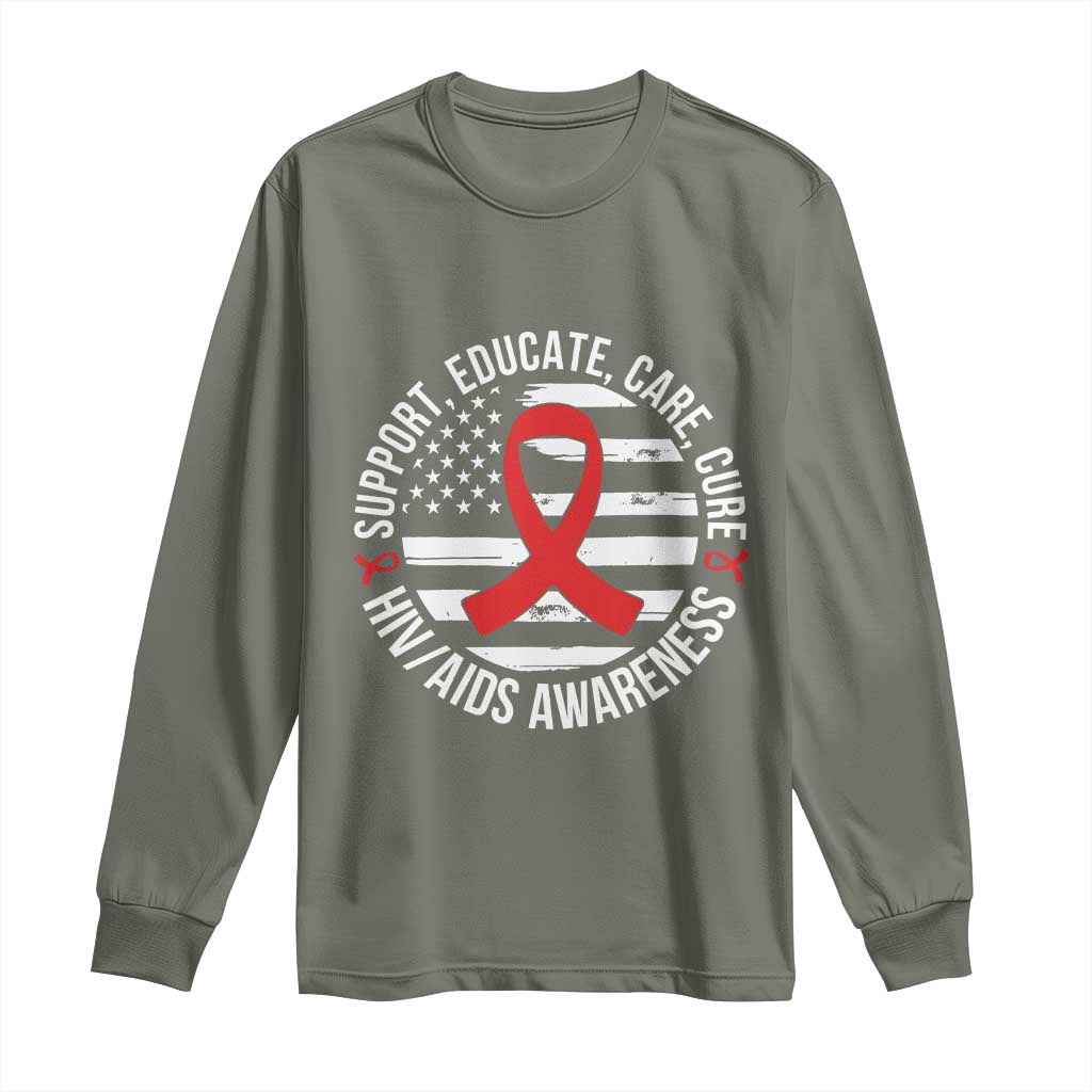 Support Educate Care Cure HIV Support Month Gift Long Sleeve Shirt