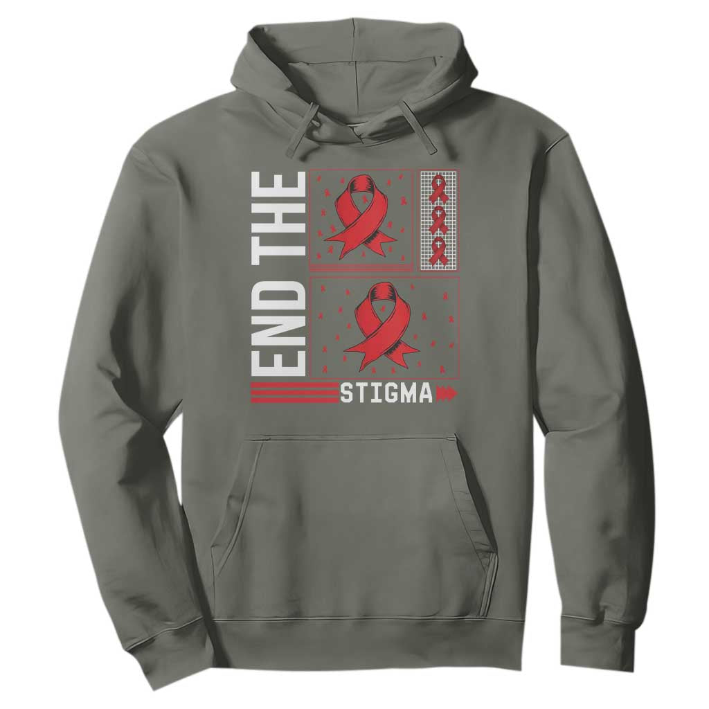 End The Stigma HIV Support Hoodie Red Ribbon Gift