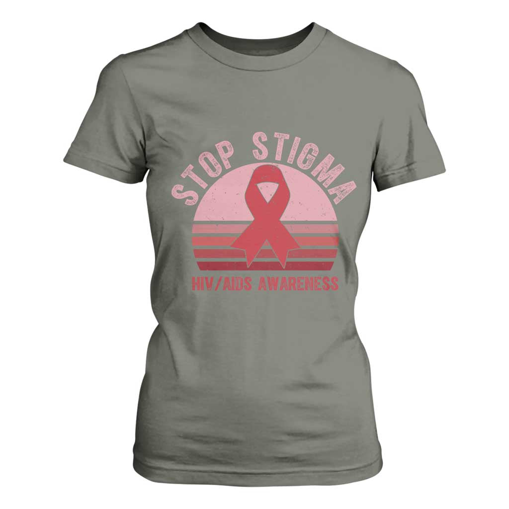 Stop The Stigma HIV Support T Shirt For Women World AIDS Day Gift