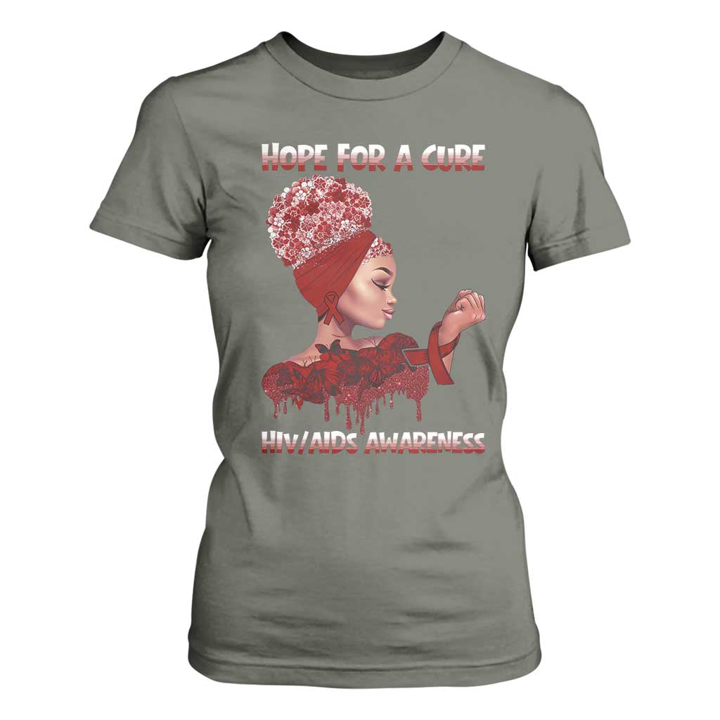 Hope For A Cure HIV Support Squad Gift T Shirt For Women