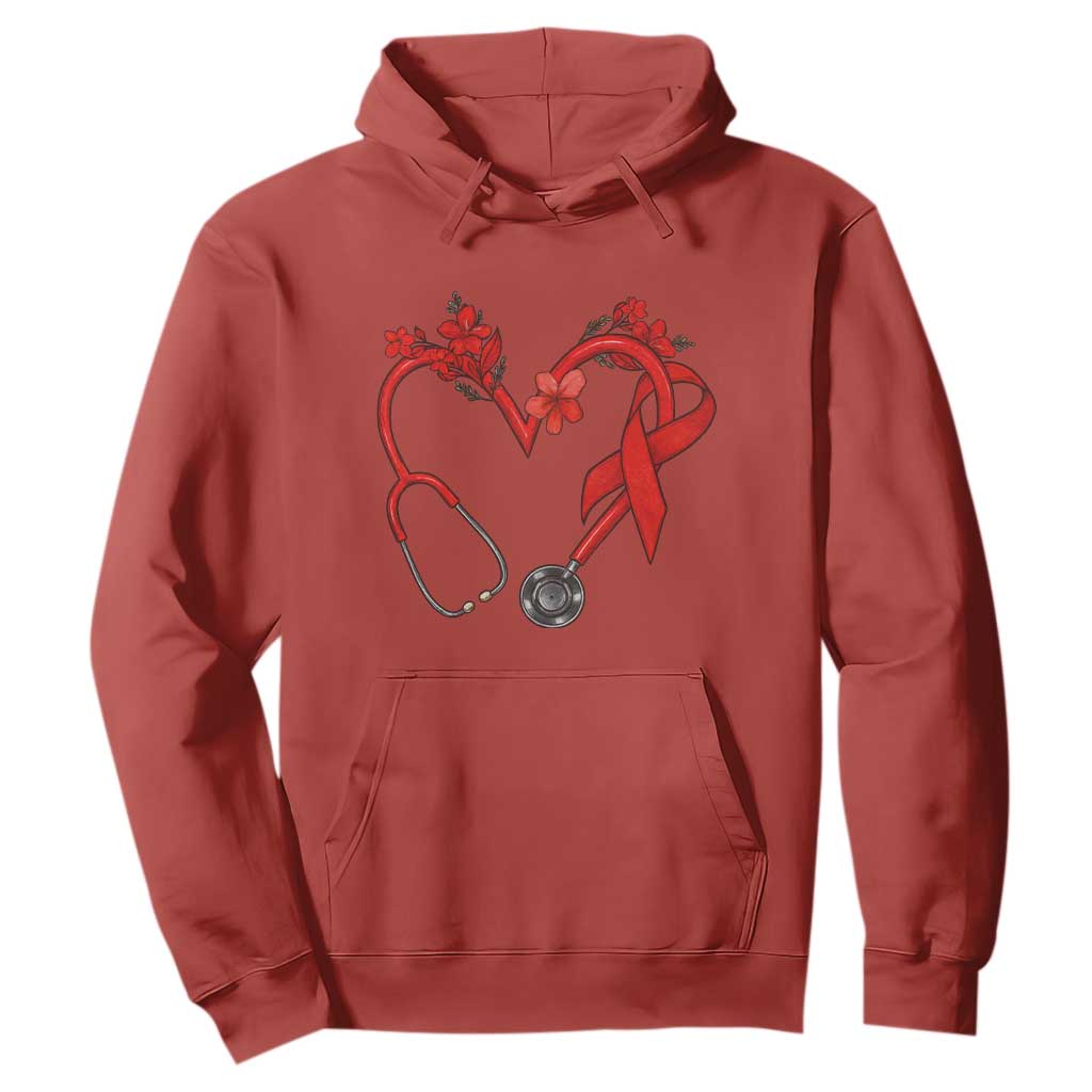 Healthcare Hero HIV Support Hoodie Red Ribbon Warrior Gift