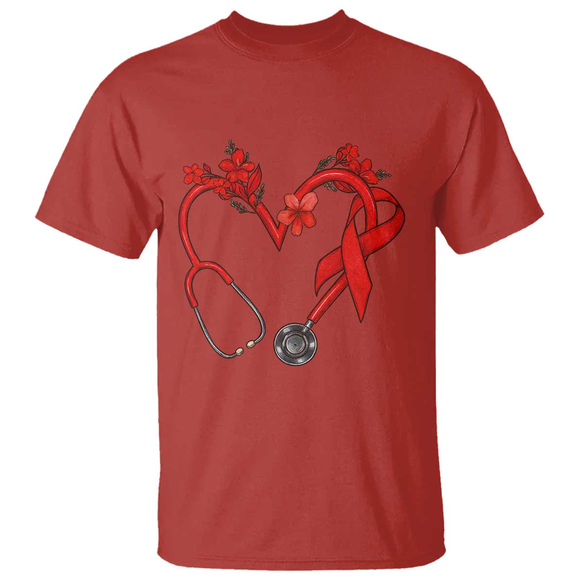 Healthcare Hero HIV Support T Shirt Red Ribbon Warrior Gift