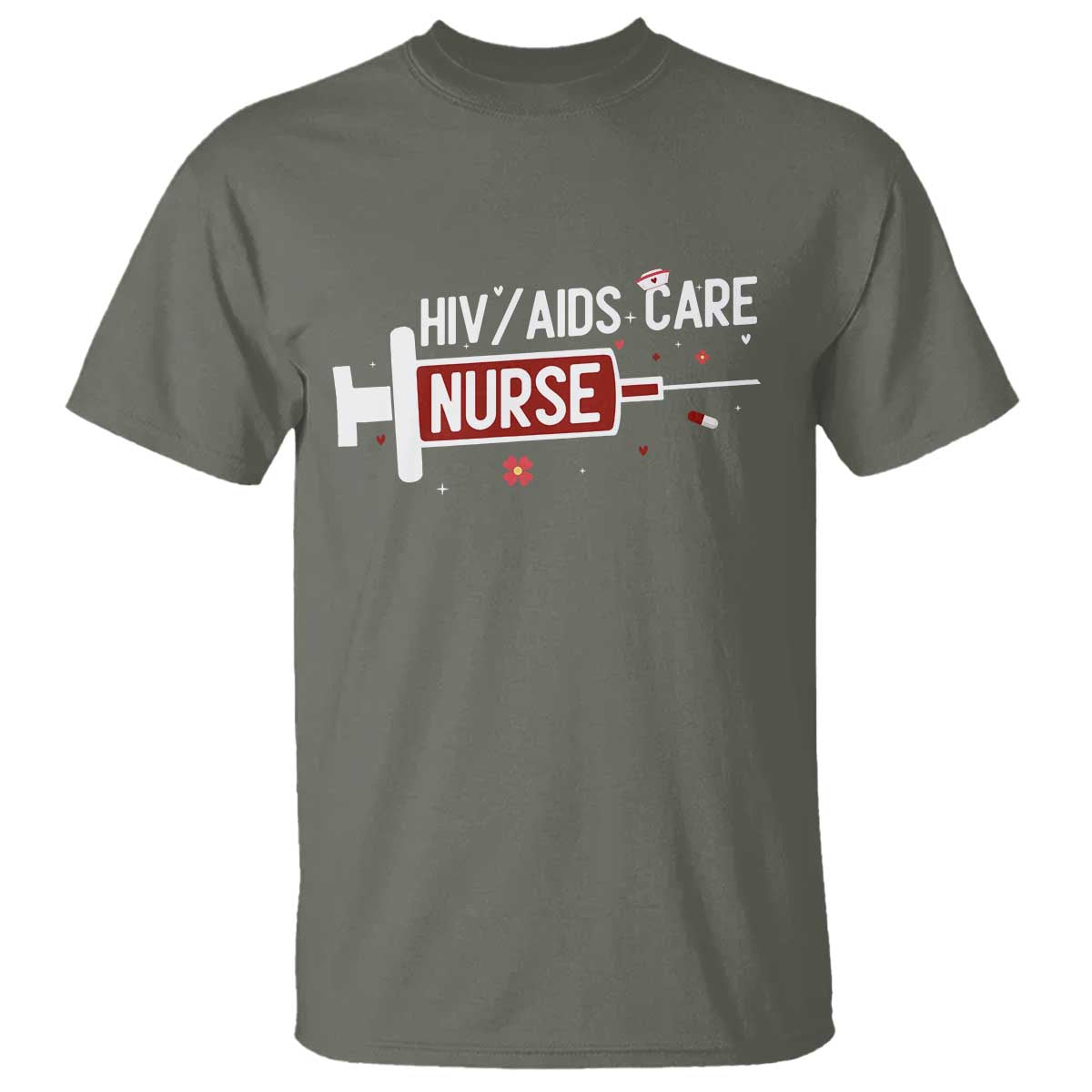 HIV AIDS Care Nurse T Shirt Red Ribbon Support Gift