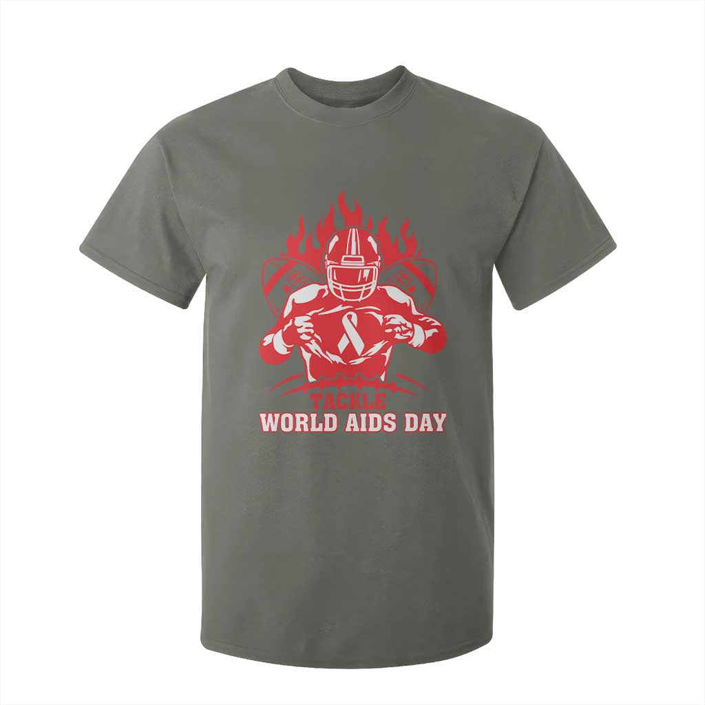 AIDS Support T Shirt For Kid Ribbon HIV Tackle Football Gift