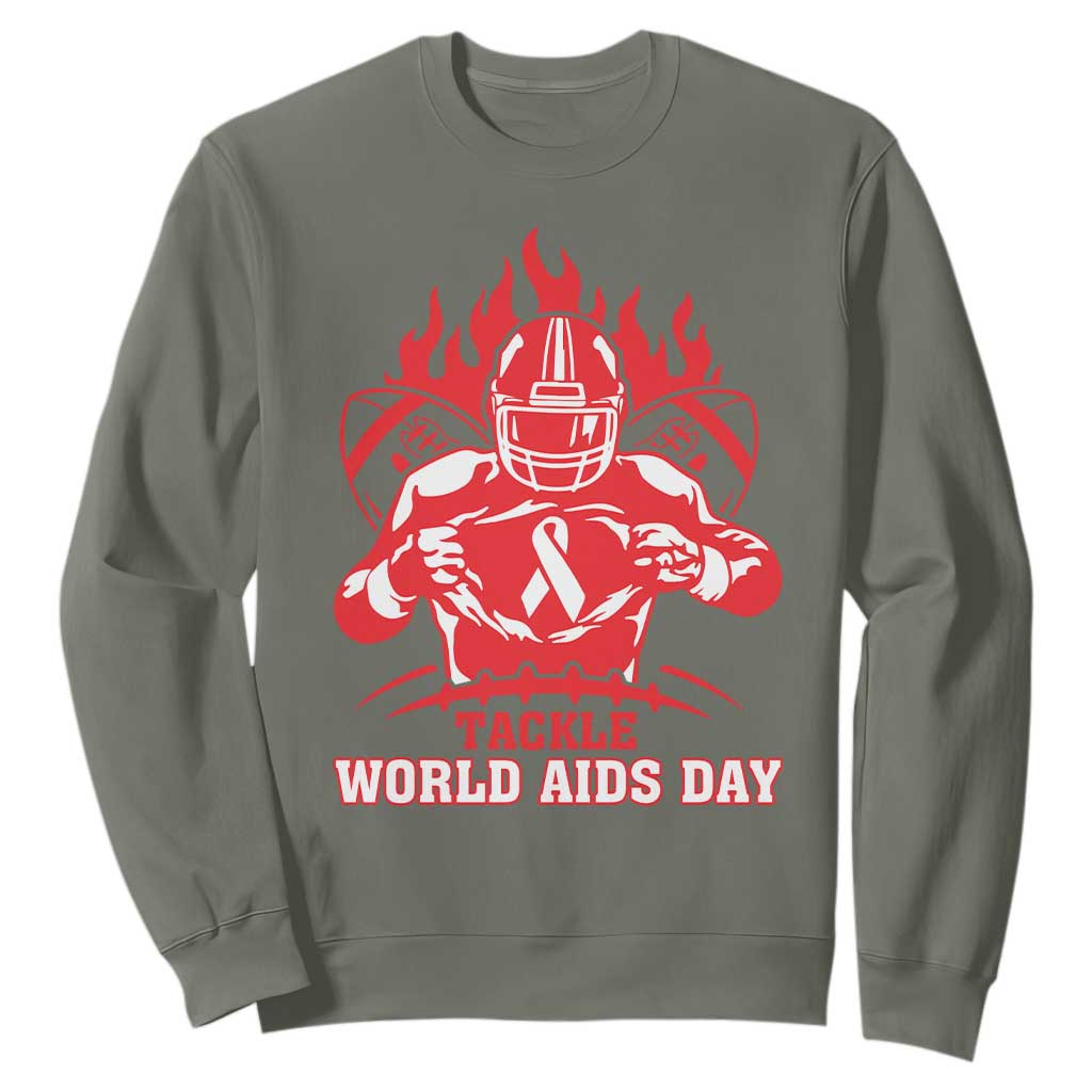AIDS Support Sweatshirt Ribbon HIV Tackle Football Gift