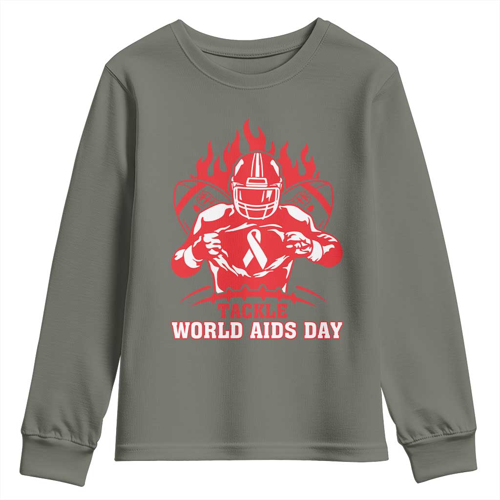 AIDS Support Youth Sweatshirt Ribbon HIV Tackle Football Gift