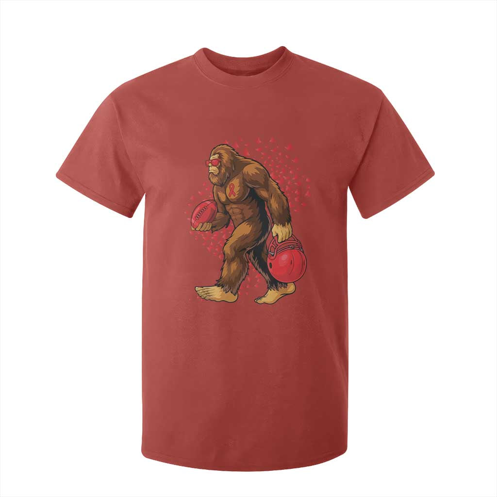 Funny Bigfoot Football T Shirt For Kid Support HIV Support Gift