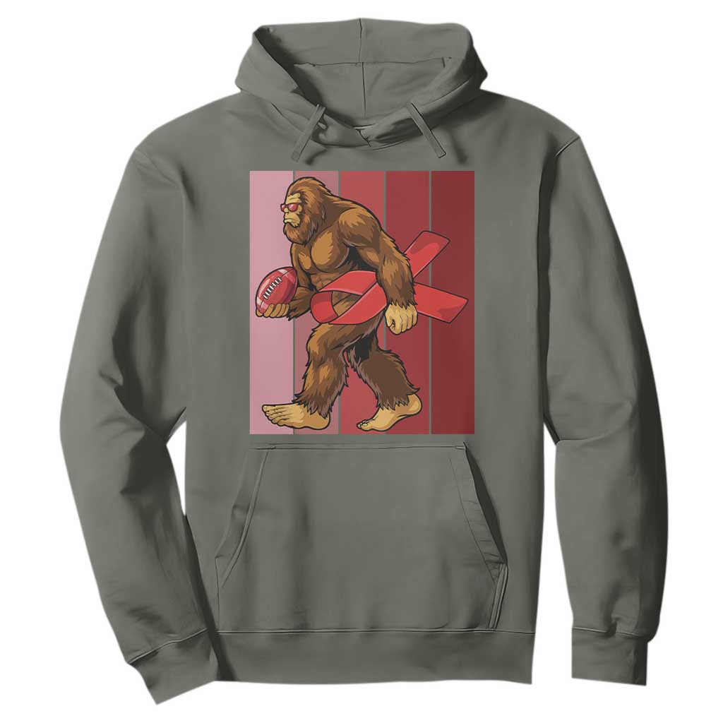Funny Bigfoot Football HIV Support Hoodie Red Ribbon Retro Vintage Style Gift