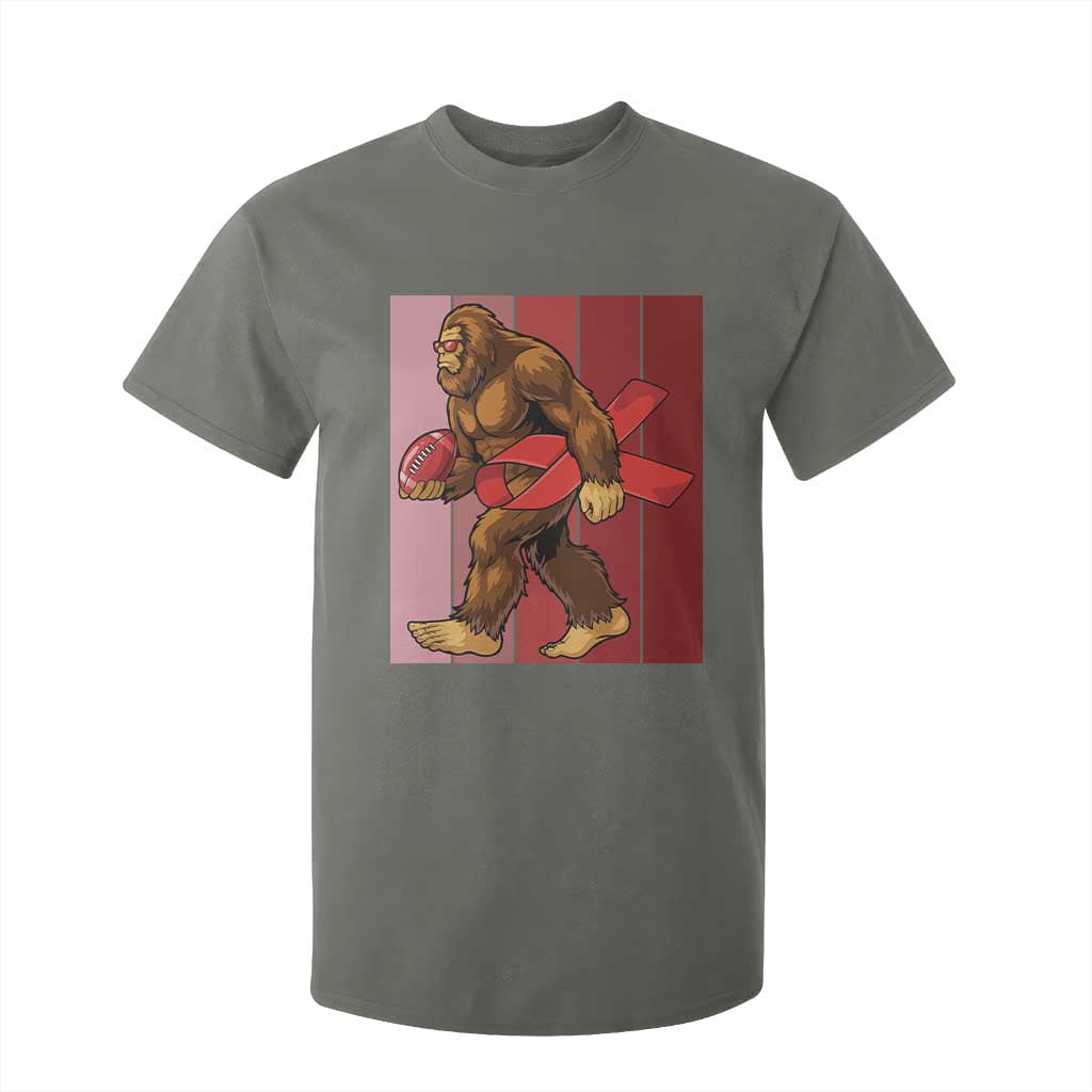 Funny Bigfoot Football HIV Support T Shirt For Kid Red Ribbon Retro Vintage Style Gift