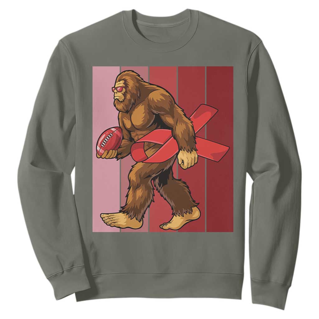 Funny Bigfoot Football HIV Support Sweatshirt Red Ribbon Retro Vintage Style Gift