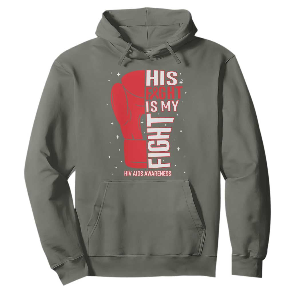 His Fight My Fight Hoodie Red Ribbon HIV Support Boxing Gift