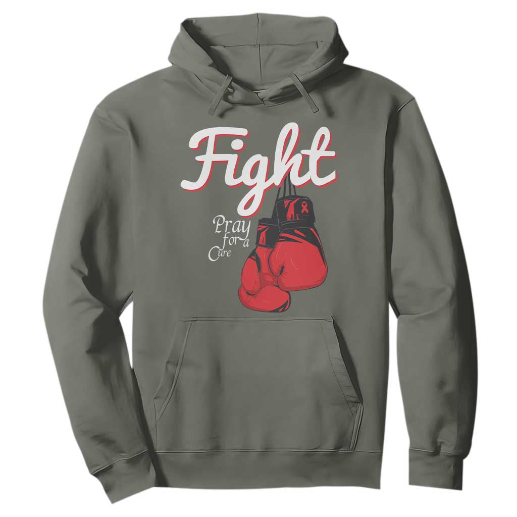 Fight Pray For A Cure Hoodie Red Ribbon HIV Support Boxing Gift