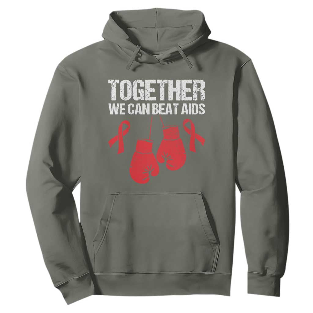 Together We Can Beat AIDS Hoodie Boxing HIV Support Gift