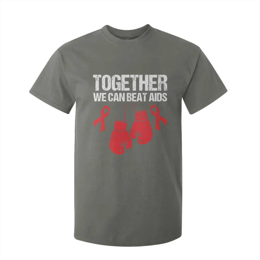 Together We Can Beat AIDS T Shirt For Kid Boxing HIV Support Gift