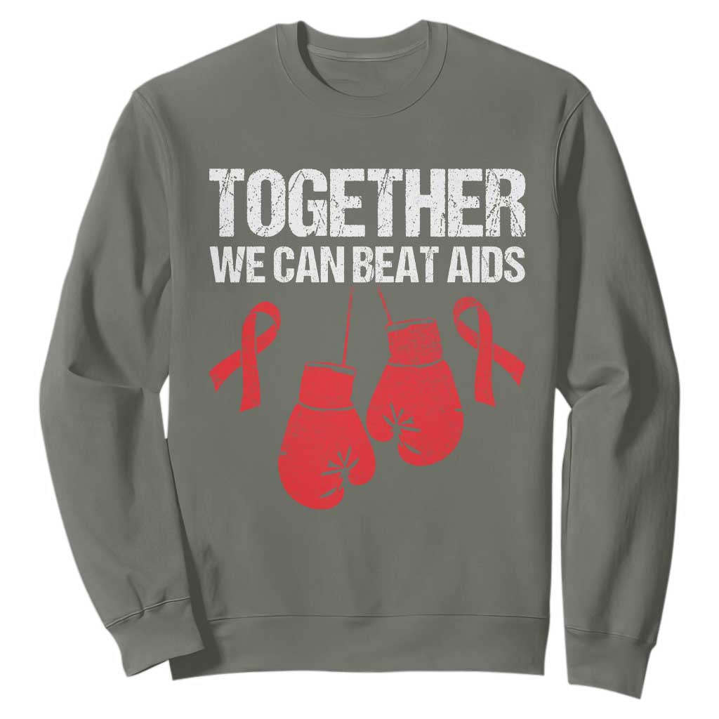 Together We Can Beat AIDS Sweatshirt Boxing HIV Support Gift