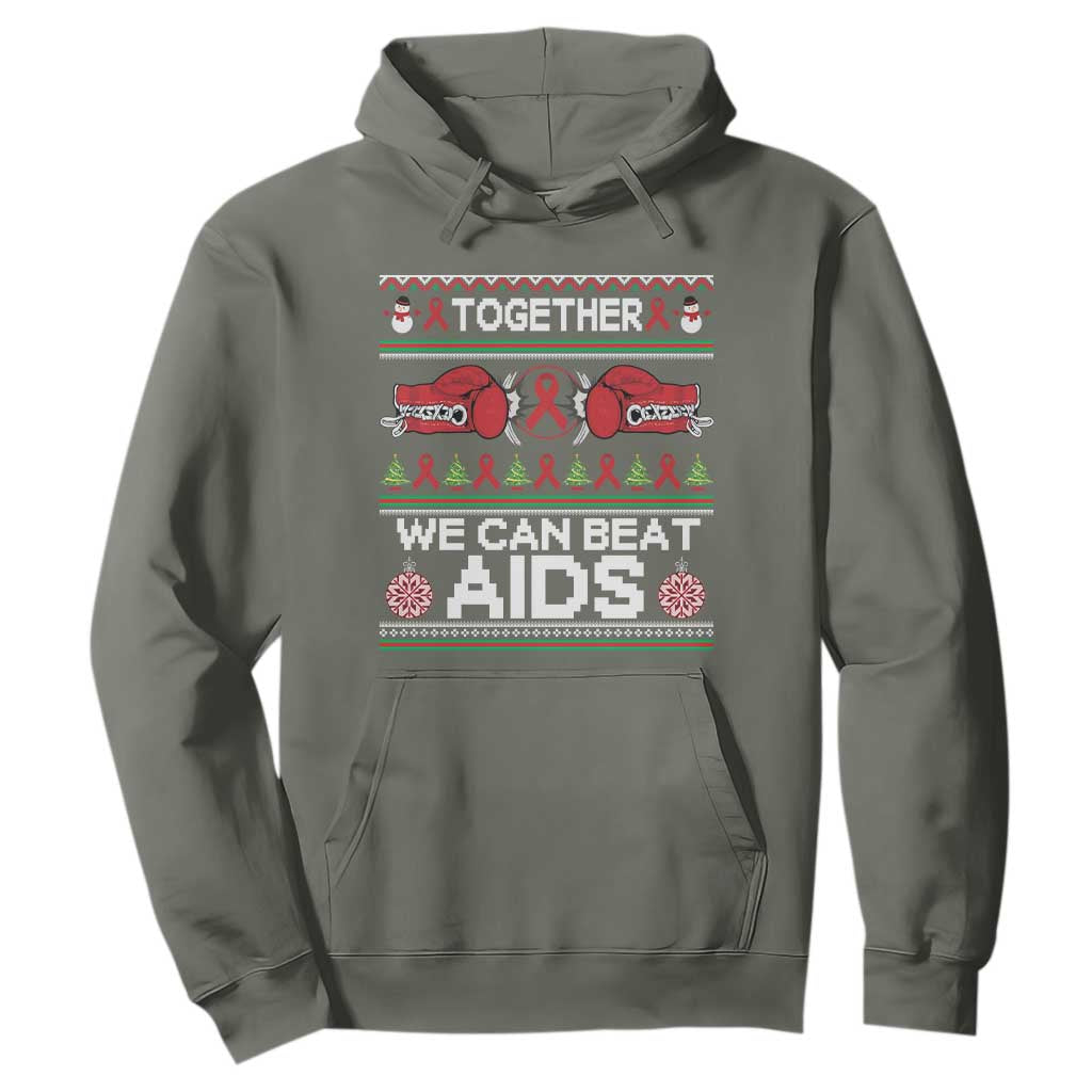 Together We Can Beat AIDS Hoodie HIV Support Boxing Ugly Sweater Gift