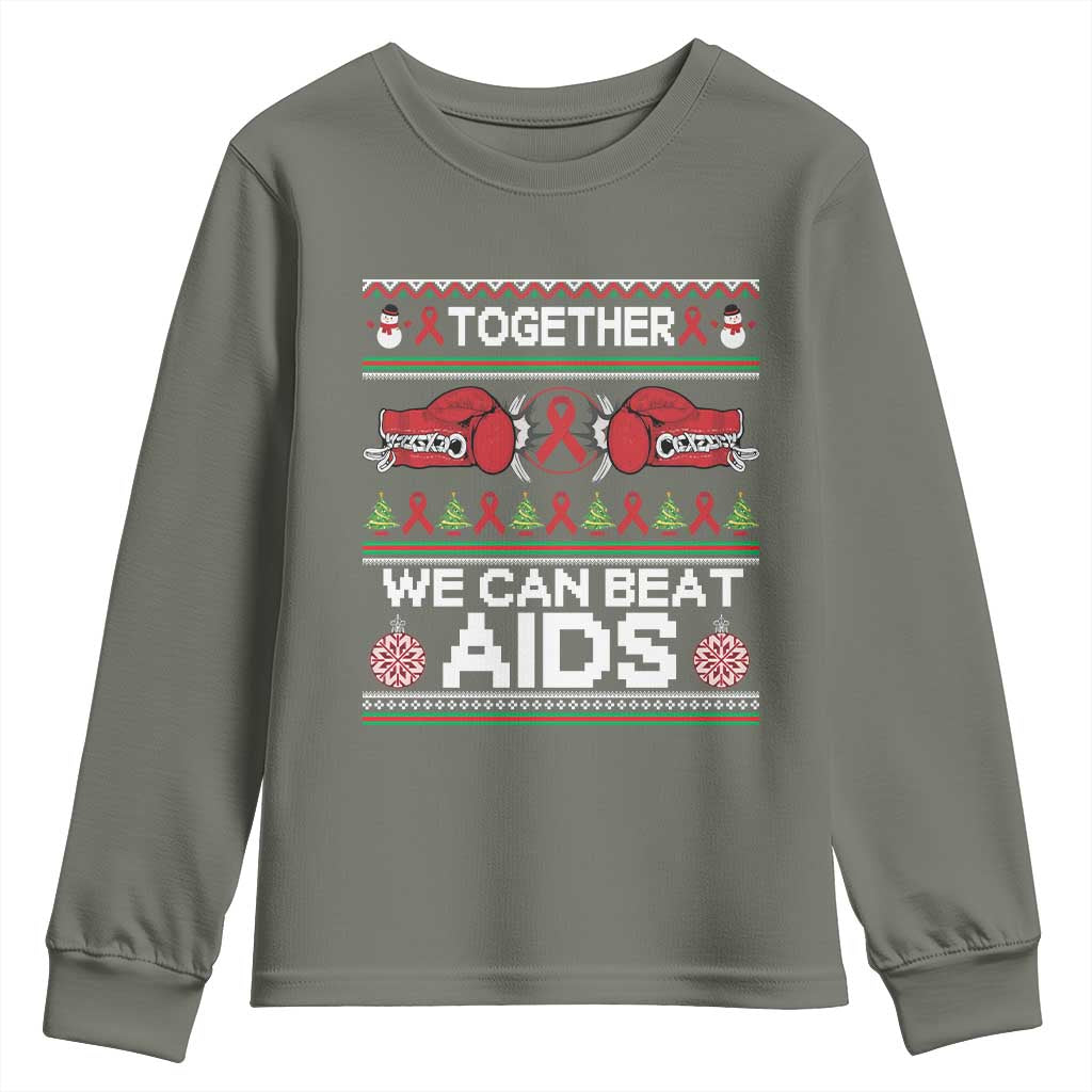 Together We Can Beat AIDS Youth Sweatshirt HIV Support Boxing Ugly Sweater Gift