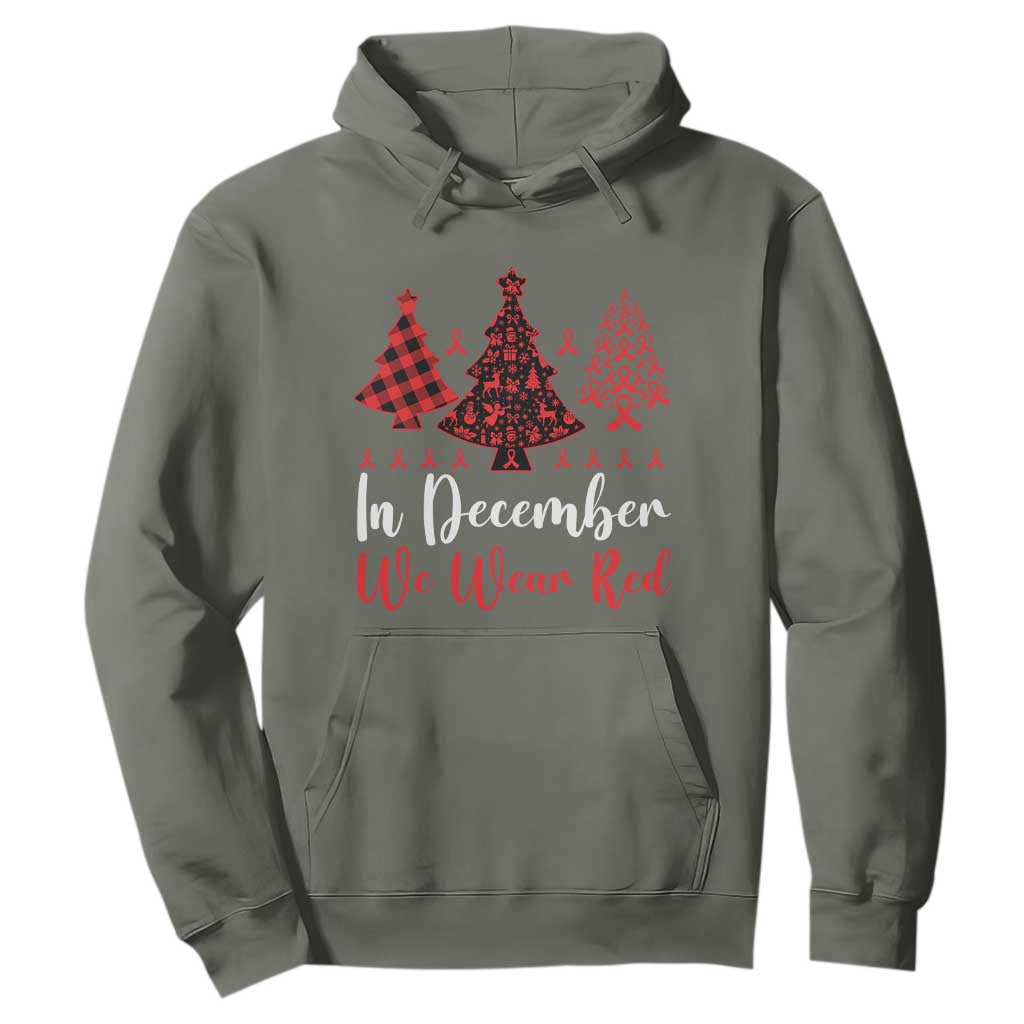 In December We Wear Red Hoodie HIV Support Christmas Ribbon Tree Gift