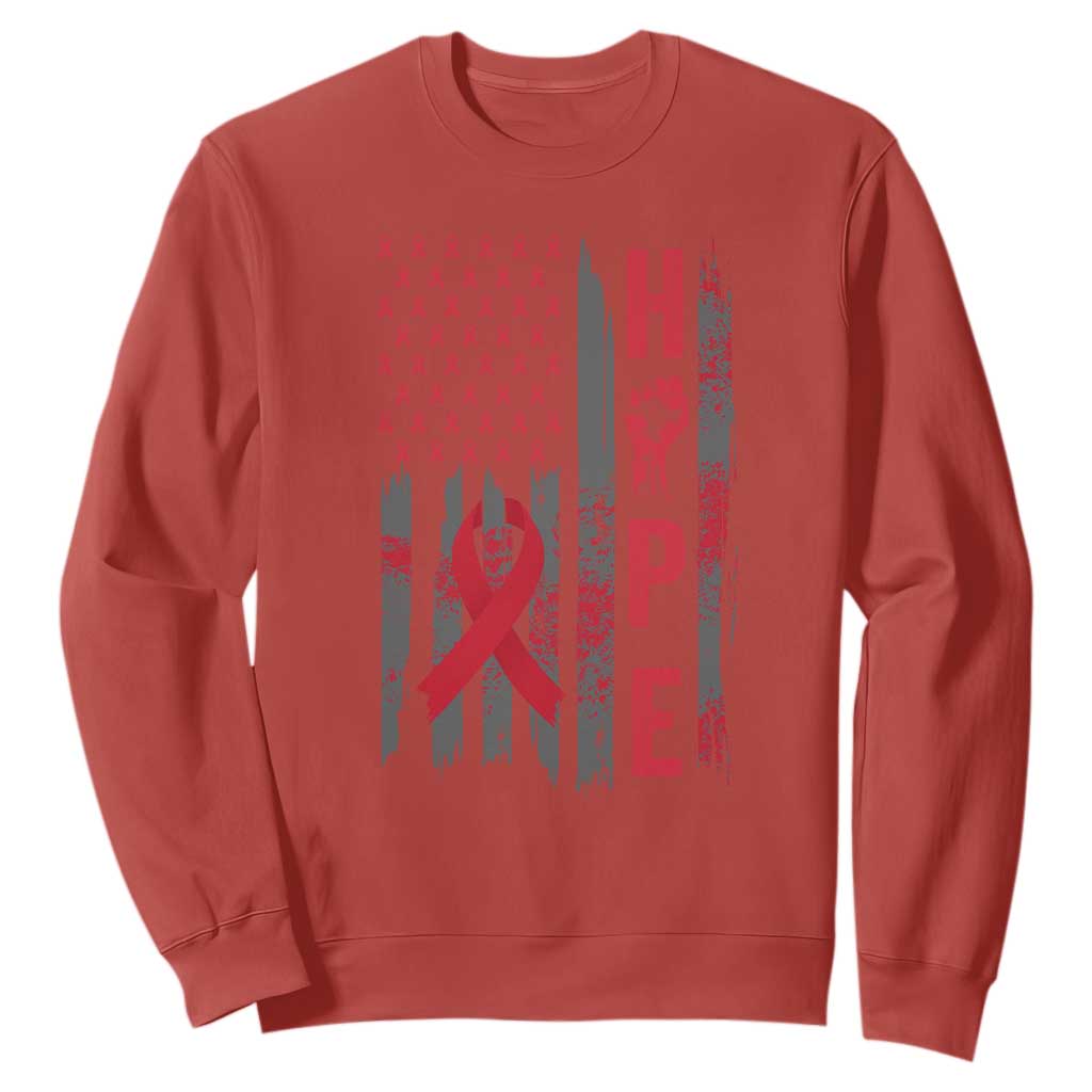 American Flag Hope HIV Support Sweatshirt World AIDS Day Gift