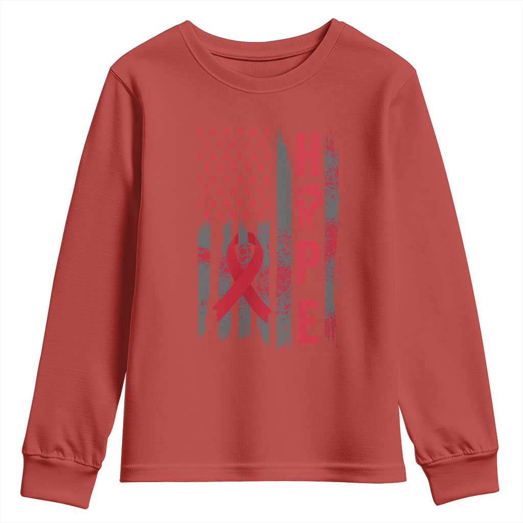American Flag Hope HIV Support Youth Sweatshirt World AIDS Day Gift