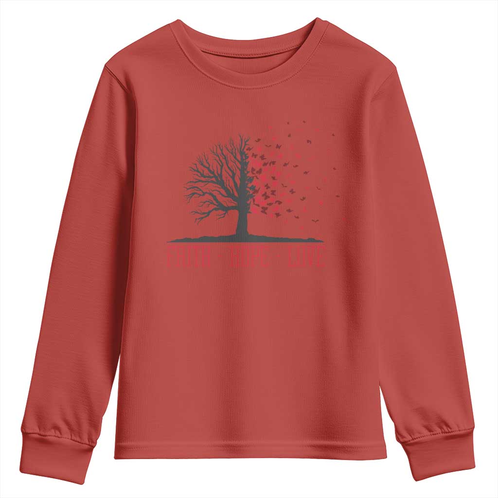 World AIDS Day Support Gift Youth Sweatshirt Faith Hope Love