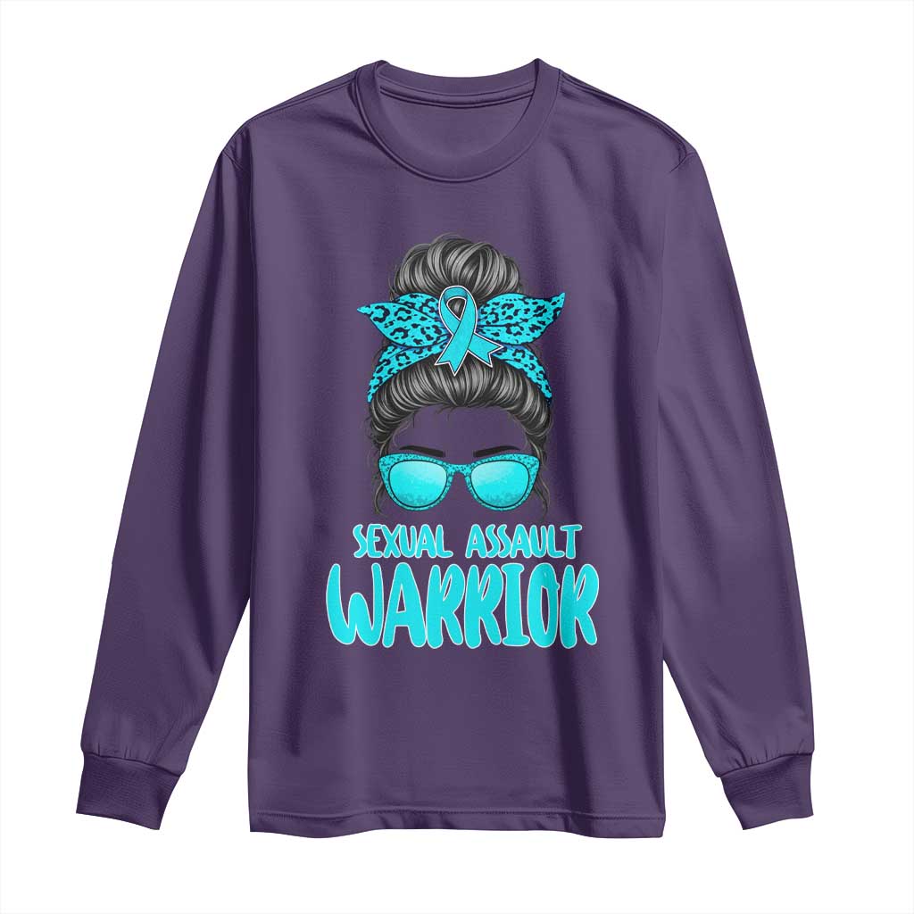 Sexual Assault Prevention Support Long Sleeve Shirt Messy Bun Women Survivors
