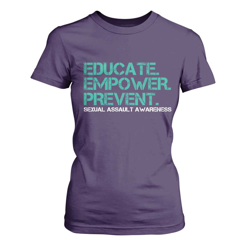 Sexual Assault Prevention Support T Shirt For Women Educate Empower Prevent
