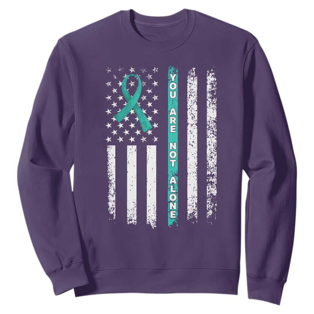 Sexual Assault Prevention Support Sweatshirt You Are Not Alone Ribbon Flag