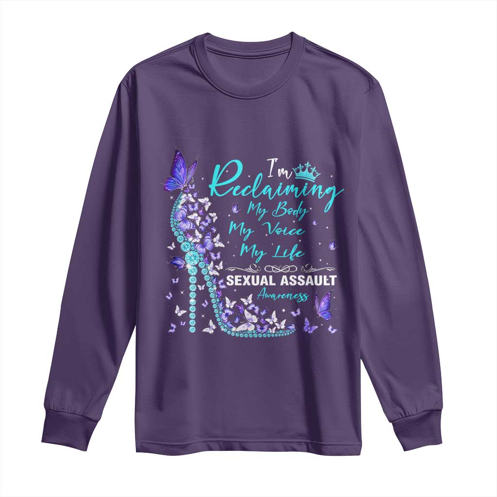Sexual Assault Prevention Support Long Sleeve Shirt I Am Reclaiming My Body My Voice My Life Womens Rights