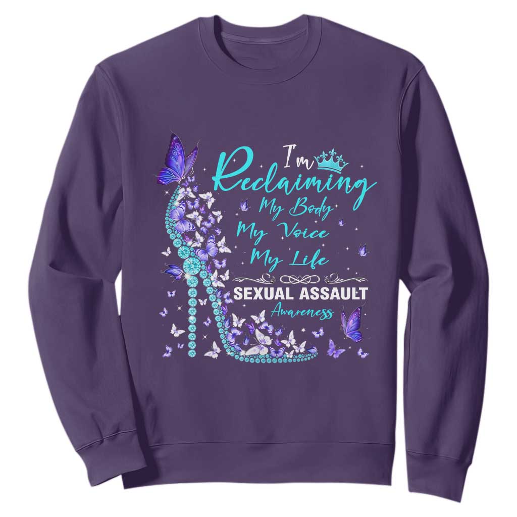 Sexual Assault Prevention Support Sweatshirt I Am Reclaiming My Body My Voice My Life Womens Rights