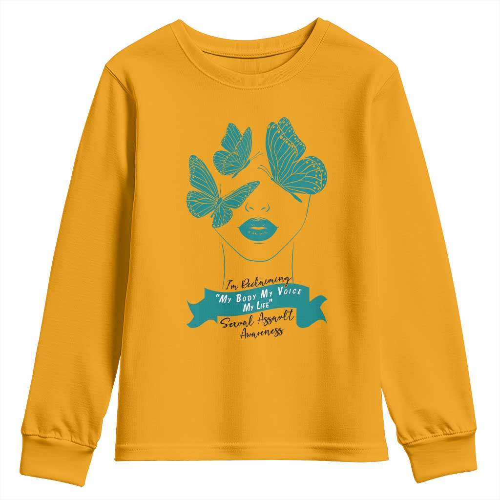 Sexual Assault Prevention Support Youth Sweatshirt I Am Reclaiming My Body My Voice My Life