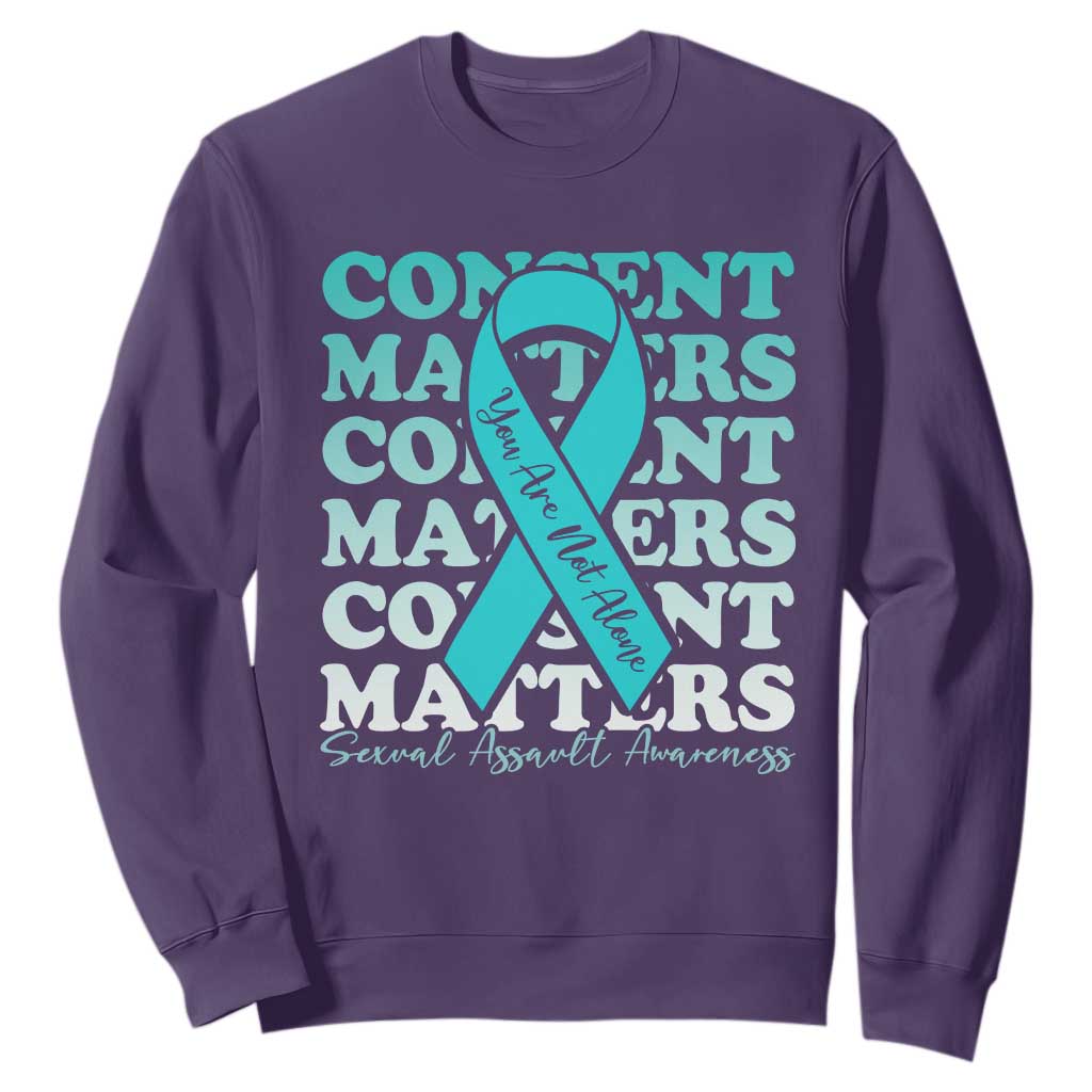 Sexual Assault Prevention Support Sweatshirt Teal Ribbon Consent Matters You Are Not Alone