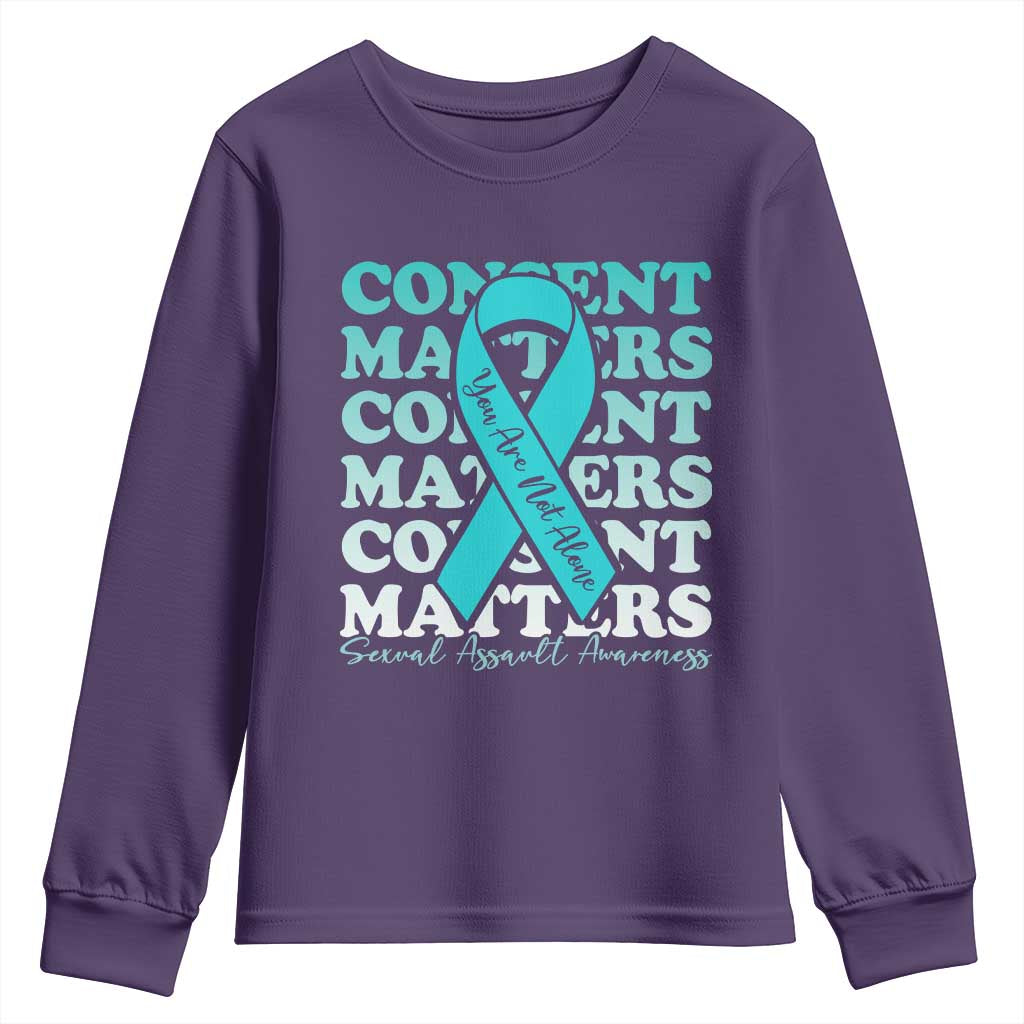 Sexual Assault Prevention Support Youth Sweatshirt Teal Ribbon Consent Matters You Are Not Alone