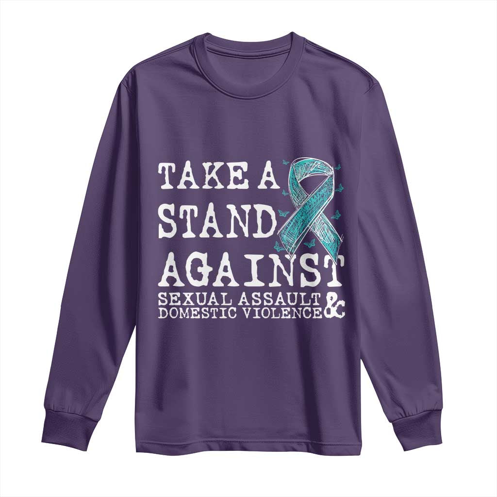 Sexual Assault Prevention Support Long Sleeve Shirt Stand Against Sexual Assault & Domestic Violence