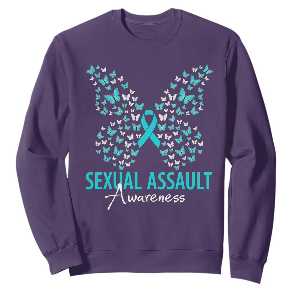 Sexual Assault Prevention Support Sweatshirt Butterfly Ribbon