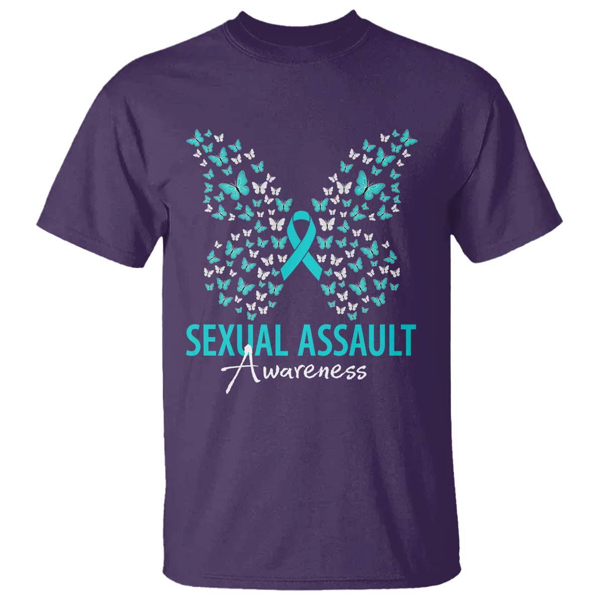 Sexual Assault Prevention Support T Shirt Butterfly Ribbon