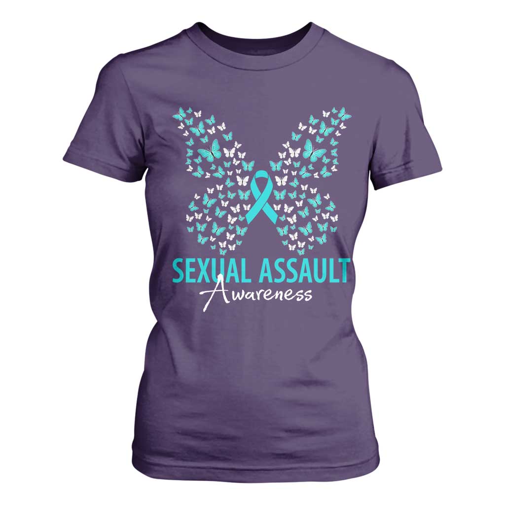 Sexual Assault Prevention Support T Shirt For Women Butterfly Ribbon