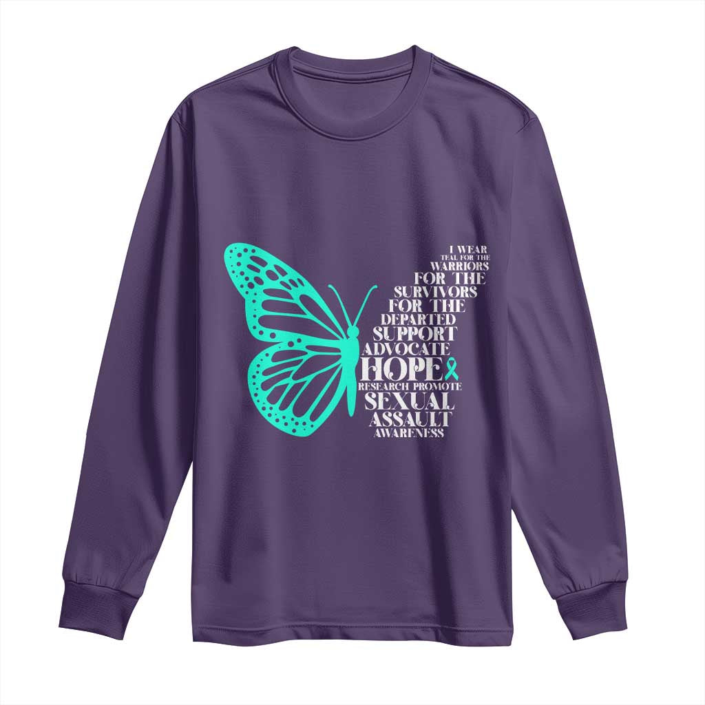 I Wear Teal For Sexual Assault Prevention Support Long Sleeve Shirt
