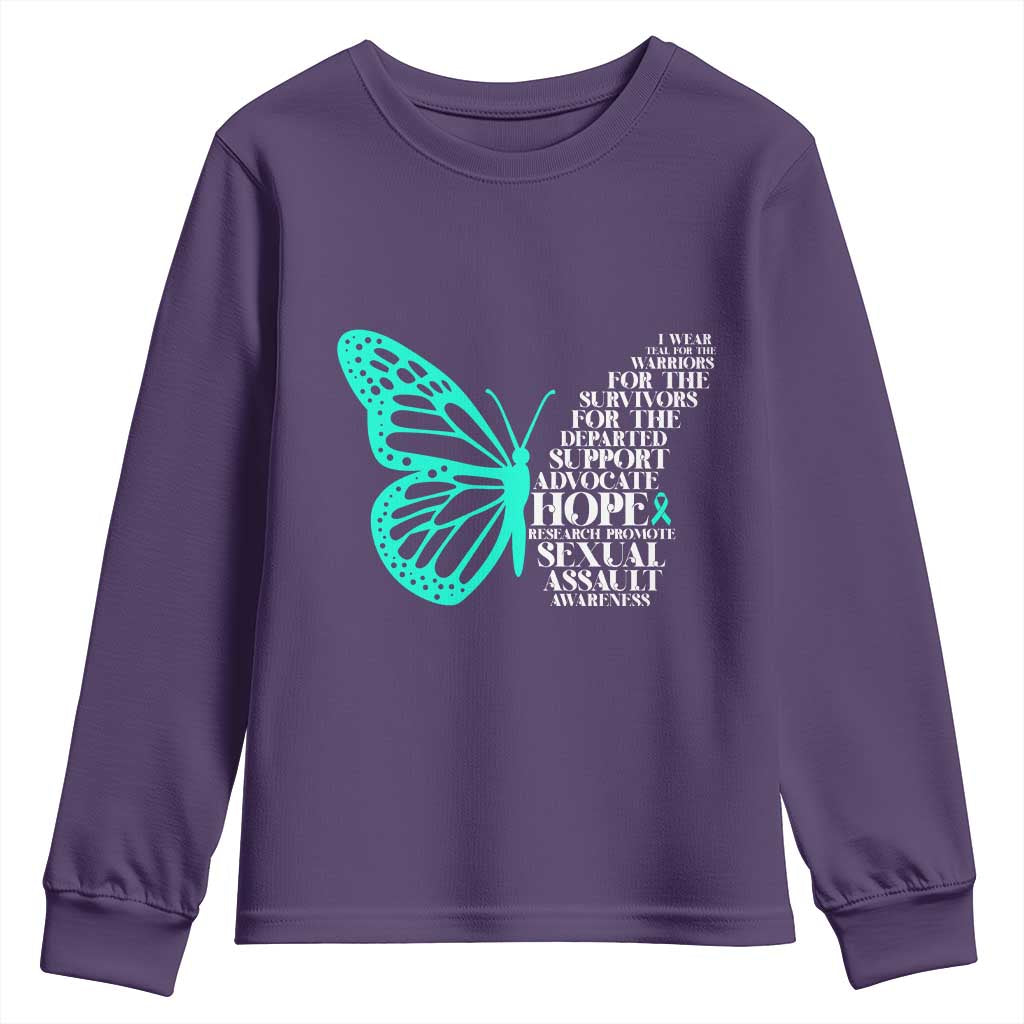 I Wear Teal For Sexual Assault Prevention Support Youth Sweatshirt