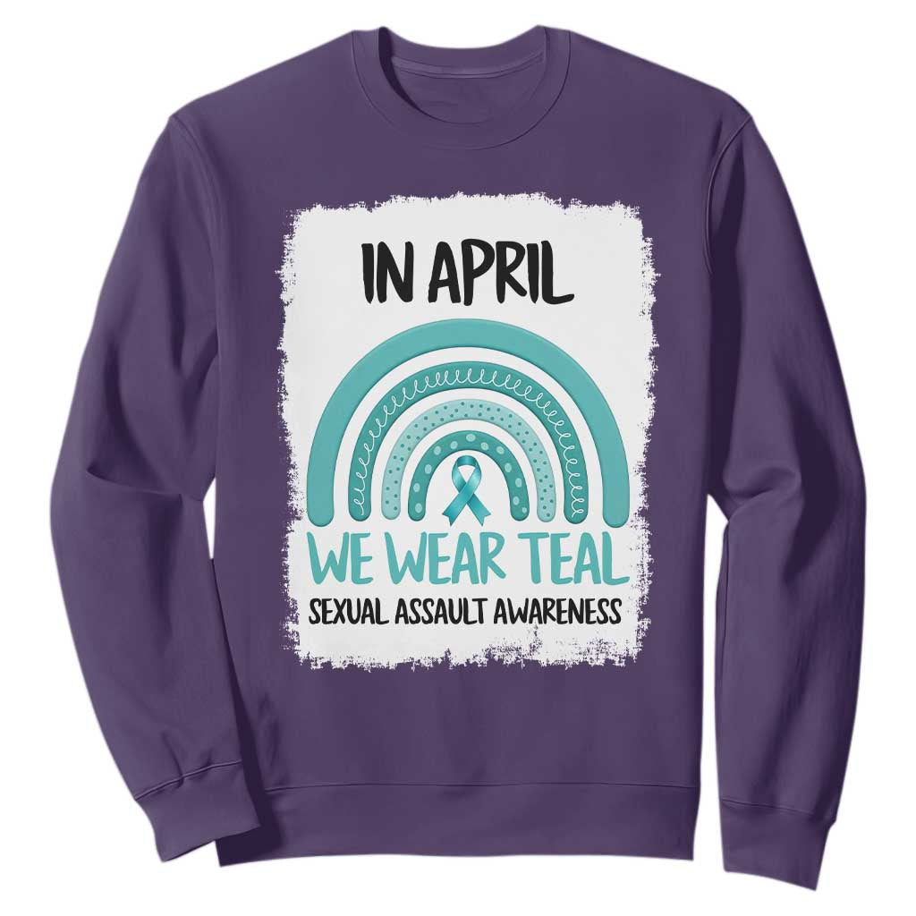 Sexual Assault Prevention Support Sweatshirt In April We Wear Teal Ribbon