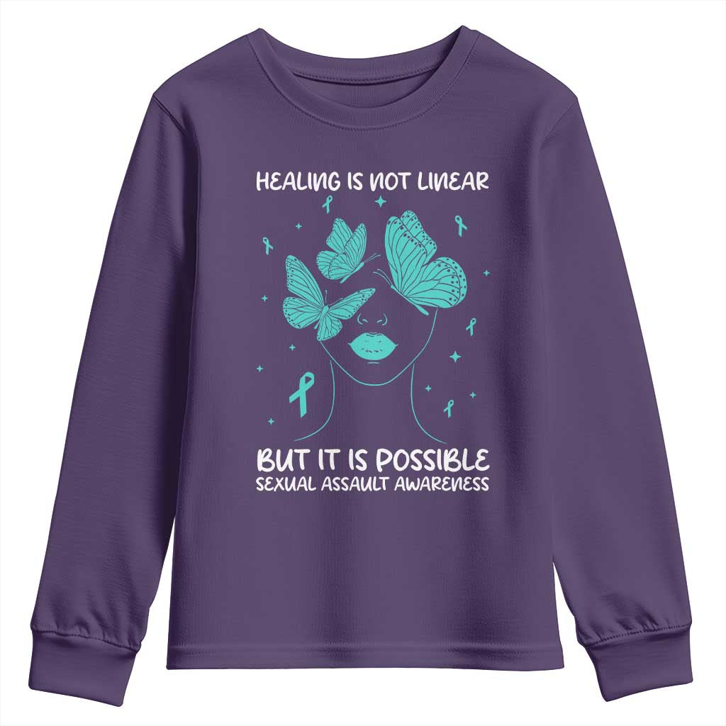 Sexual Assault Prevention Support Youth Sweatshirt Healing Is Not Linear But It Is Possible