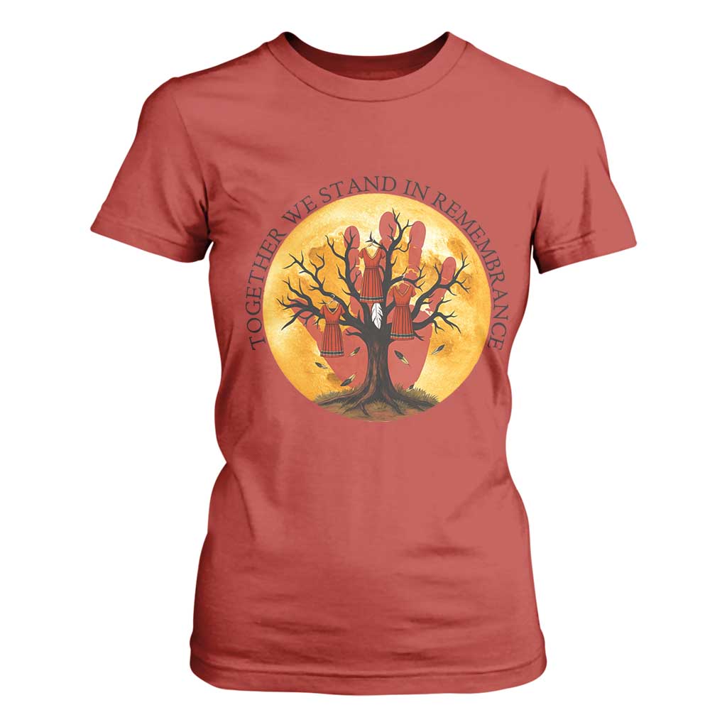 MMIW Red Hand Indigenous Native American T Shirt For Women Together We Stand In Remembrance